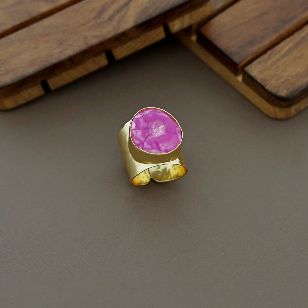 Feba Agate Golden Ring