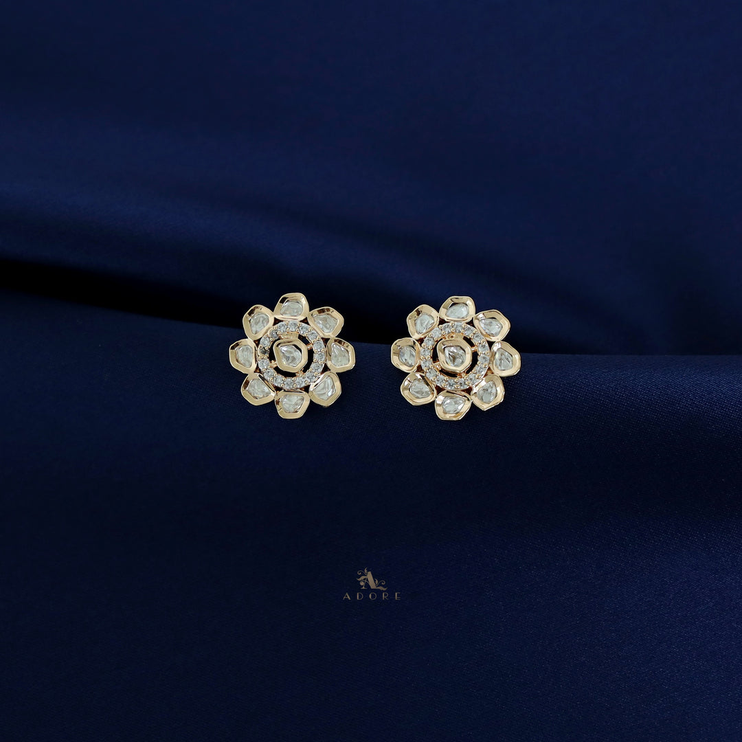 Freya Floral Polki Kundan Stud