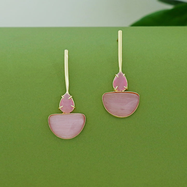 Glossy Semi Circle & Drop Stick Earring