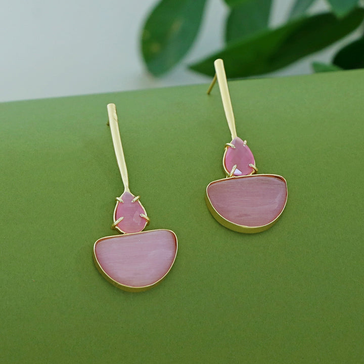 Glossy Semi Circle & Drop Stick Earring