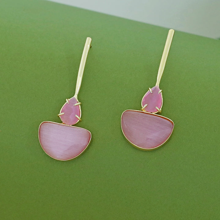 Glossy Semi Circle & Drop Stick Earring