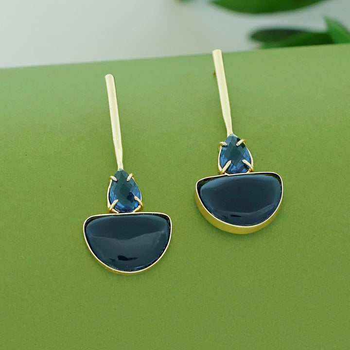 Glossy Semi Circle & Drop Stick Earring