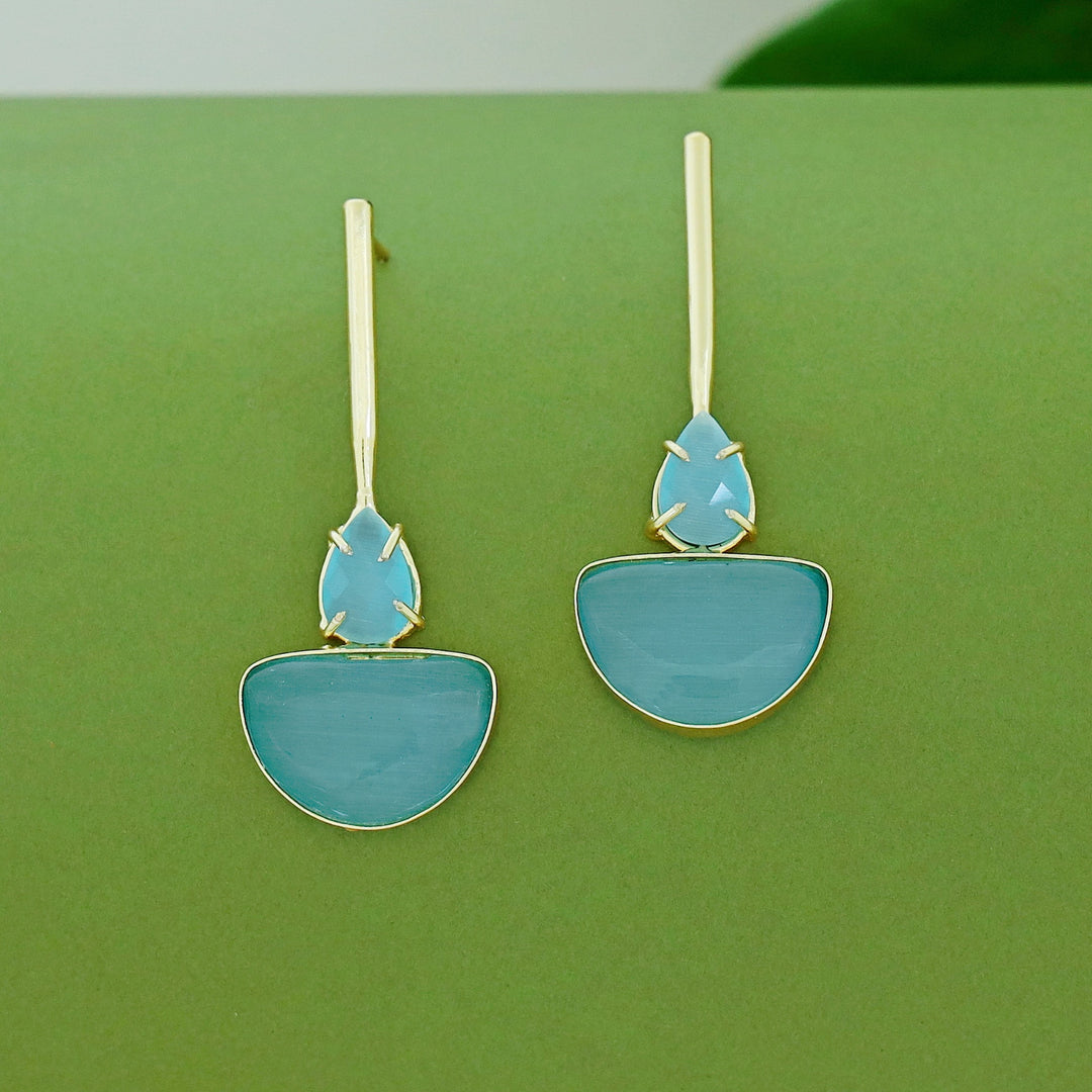 Glossy Semi Circle & Drop Stick Earring