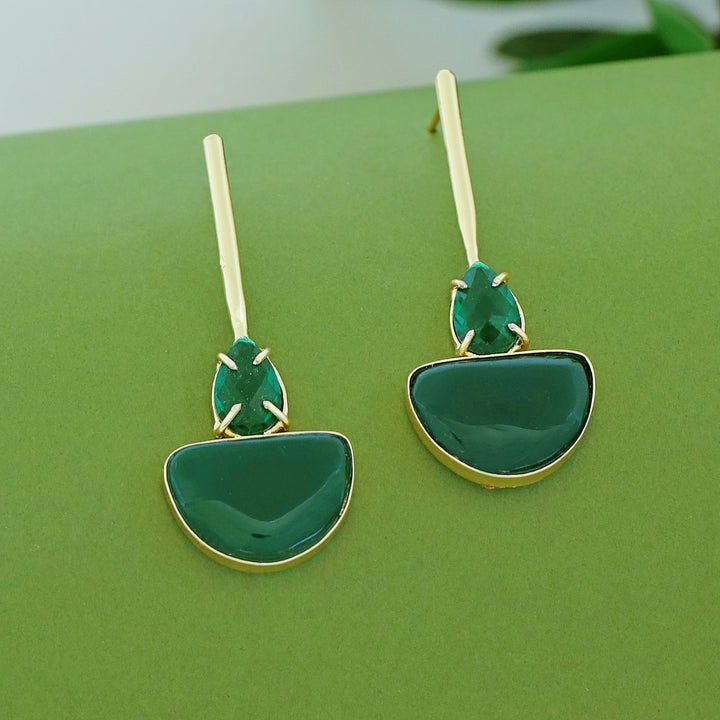 Glossy Semi Circle & Drop Stick Earring