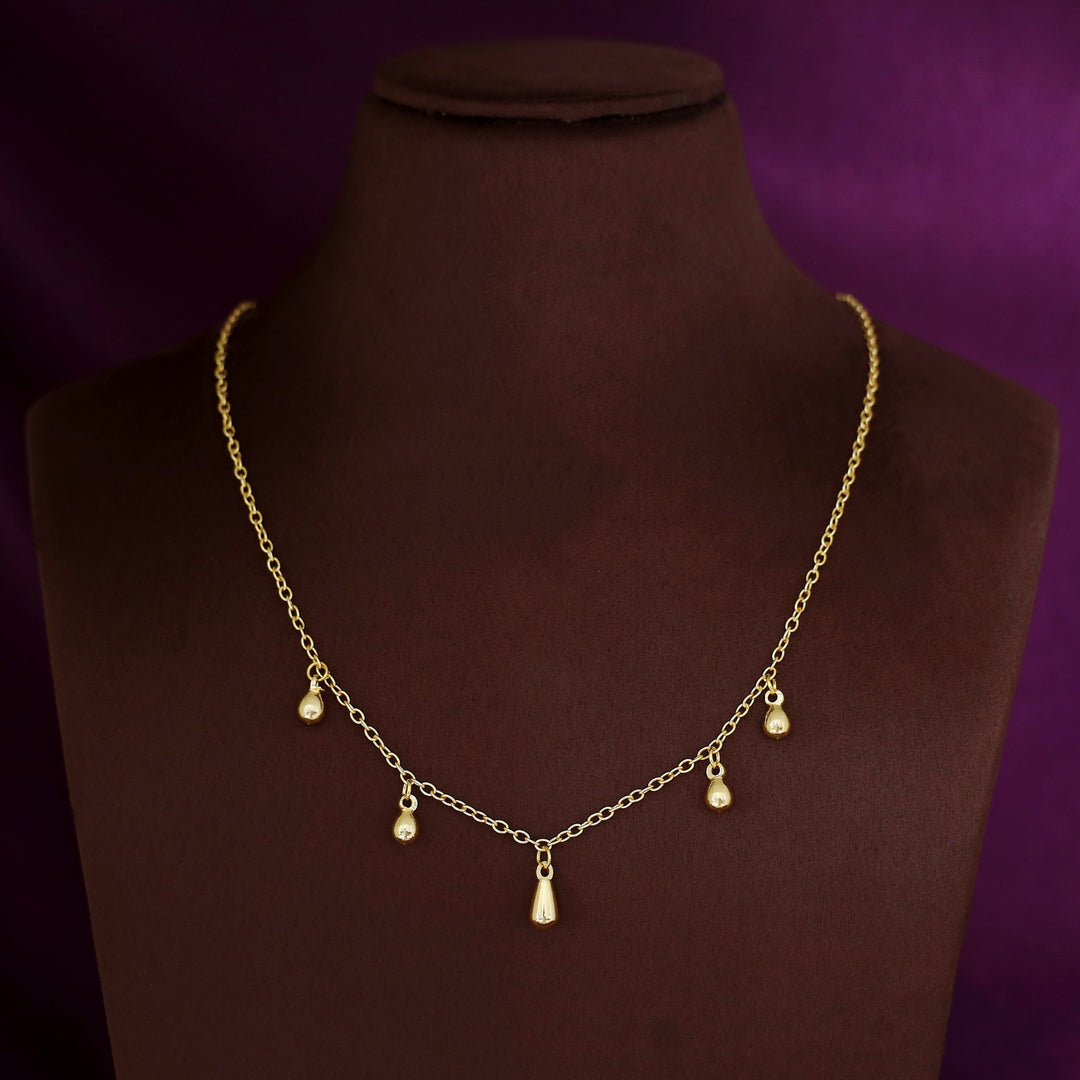Saanya Golden 5 Drop Chainy Neckpiece