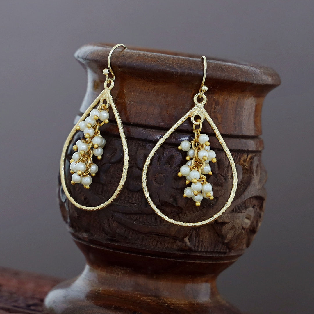 Darika Golden Cluster Pearl Drop