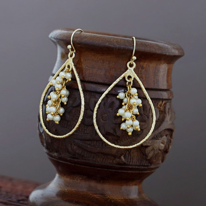Darika Golden Cluster Pearl Drop