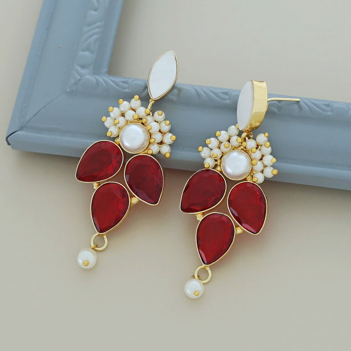 Magena Pearl Drop Glossy Stone Earring