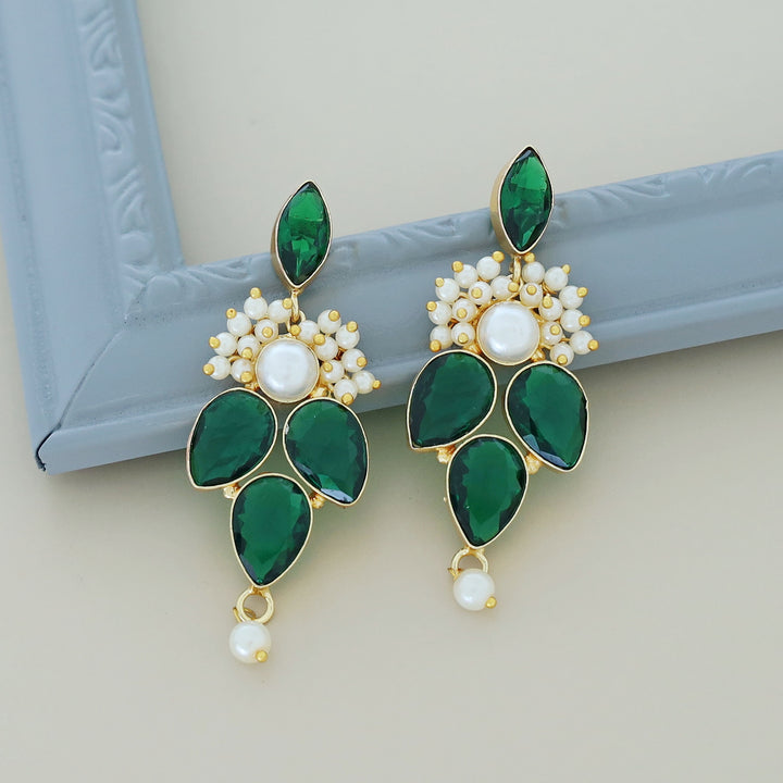 Magena Pearl Drop Glossy Stone Earring