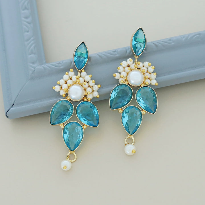 Magena Pearl Drop Glossy Stone Earring