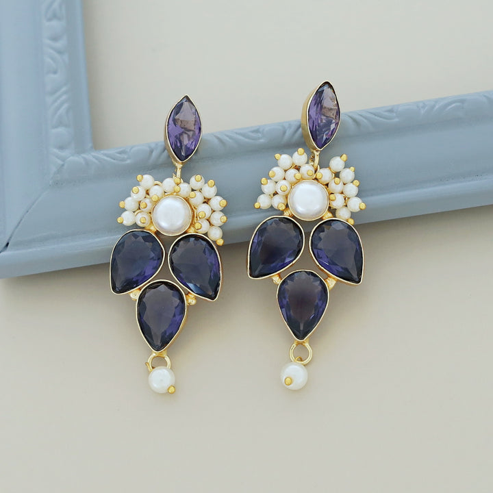 Magena Pearl Drop Glossy Stone Earring