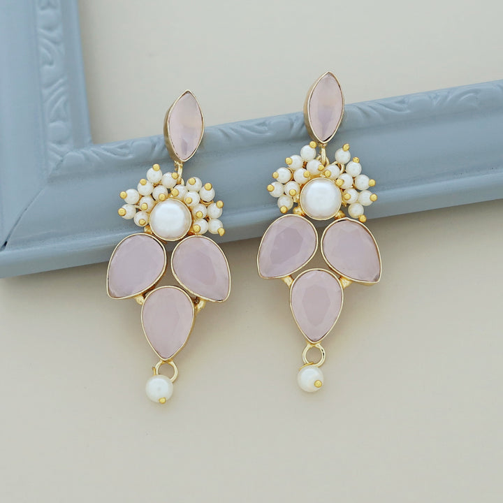 Magena Pearl Drop Glossy Stone Earring