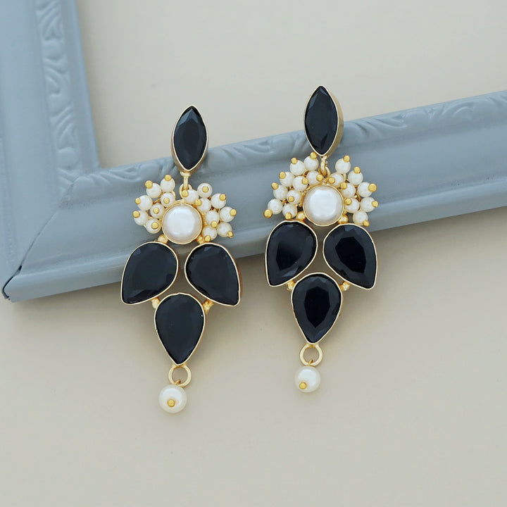 Magena Pearl Drop Glossy Stone Earring