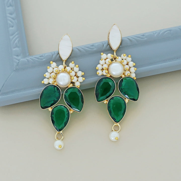 Magena Pearl Drop Glossy Stone Earring