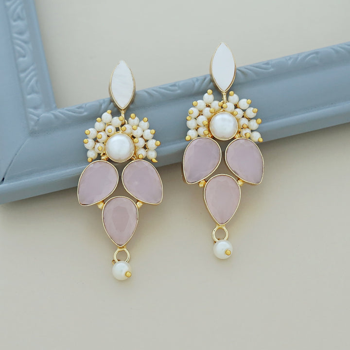 Magena Pearl Drop Glossy Stone Earring