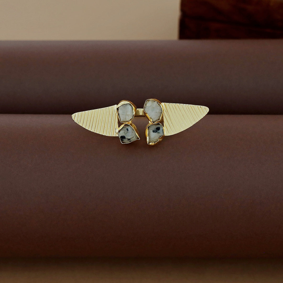 Adley Tetra Raw Stone Eagle Wings Ring