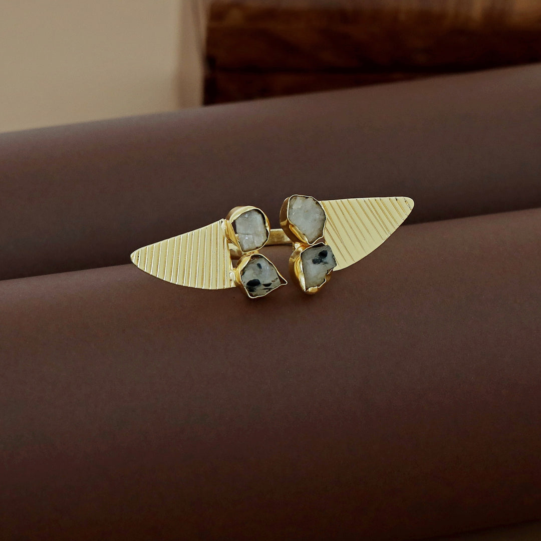 Adley Tetra Raw Stone Eagle Wings Ring