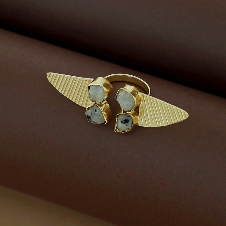 Adley Tetra Raw Stone Eagle Wings Ring