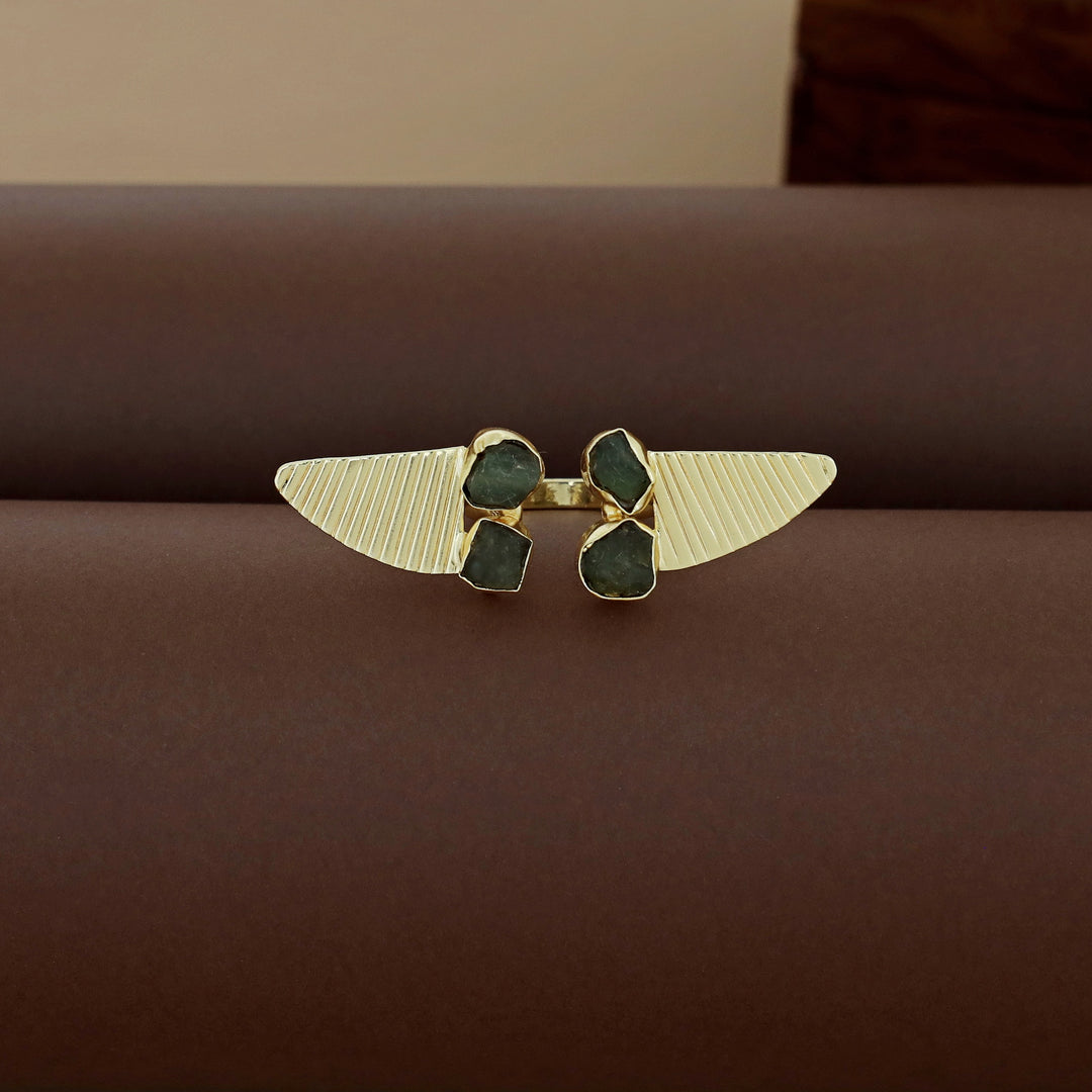 Adley Tetra Raw Stone Eagle Wings Ring