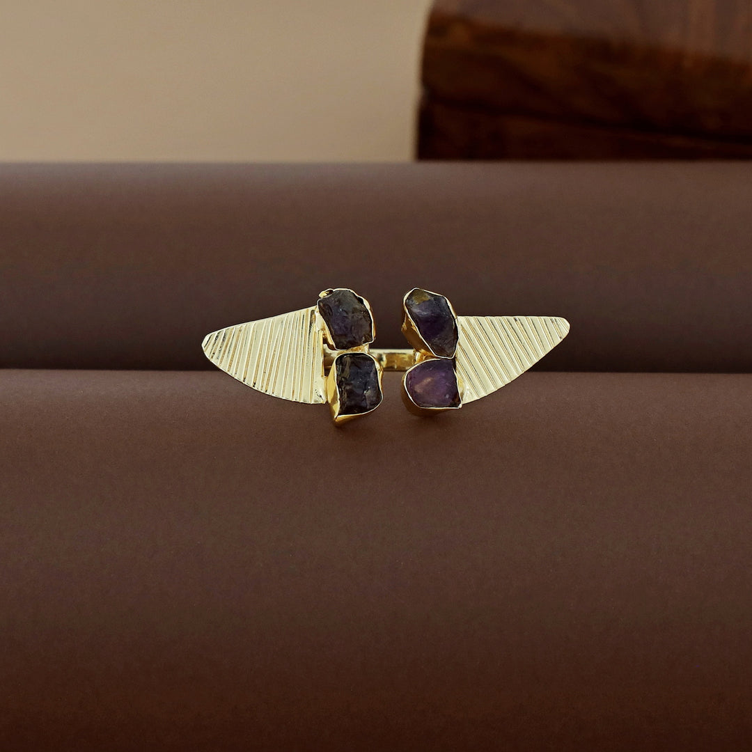 Adley Tetra Raw Stone Eagle Wings Ring