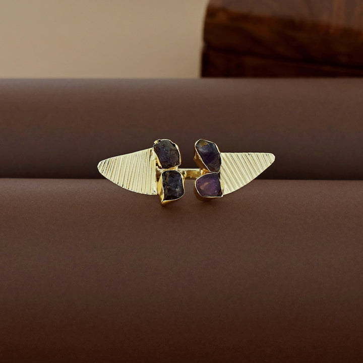 Adley Tetra Raw Stone Eagle Wings Ring