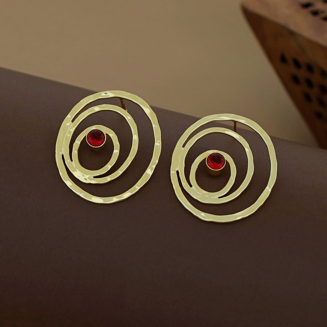 Alita Hammered Circle Glossy Earring