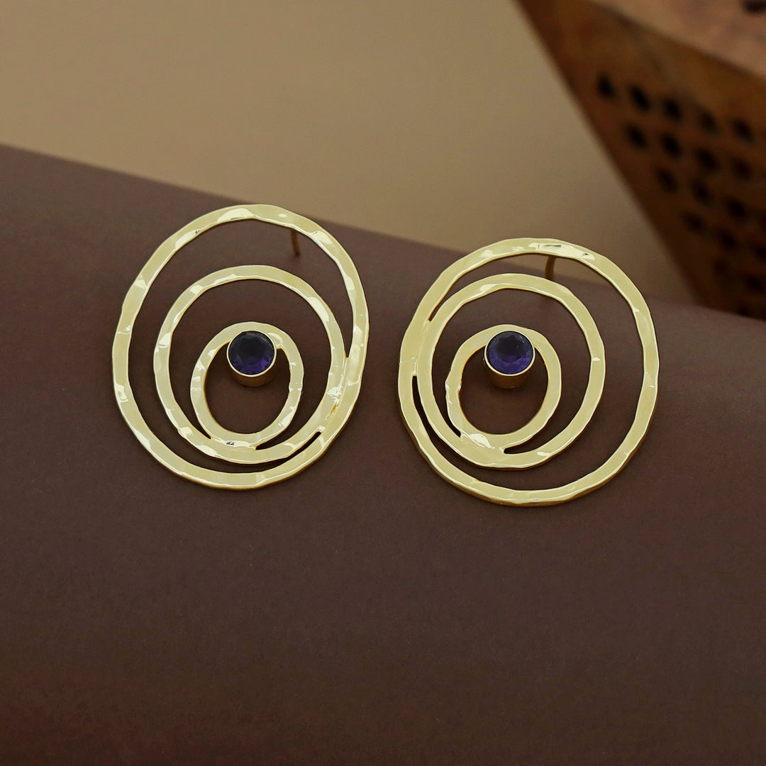 Alita Hammered Circle Glossy Earring