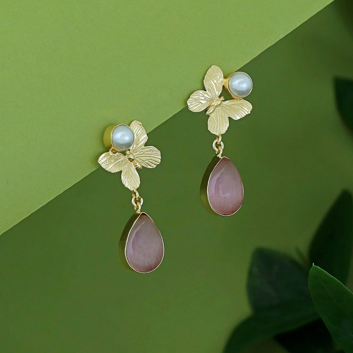 Wamika Pearl Butterfly Glossy Drop Earring
