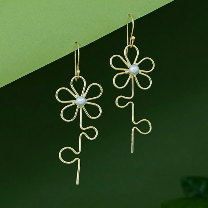 Naina Golden Flower Pearl Drop