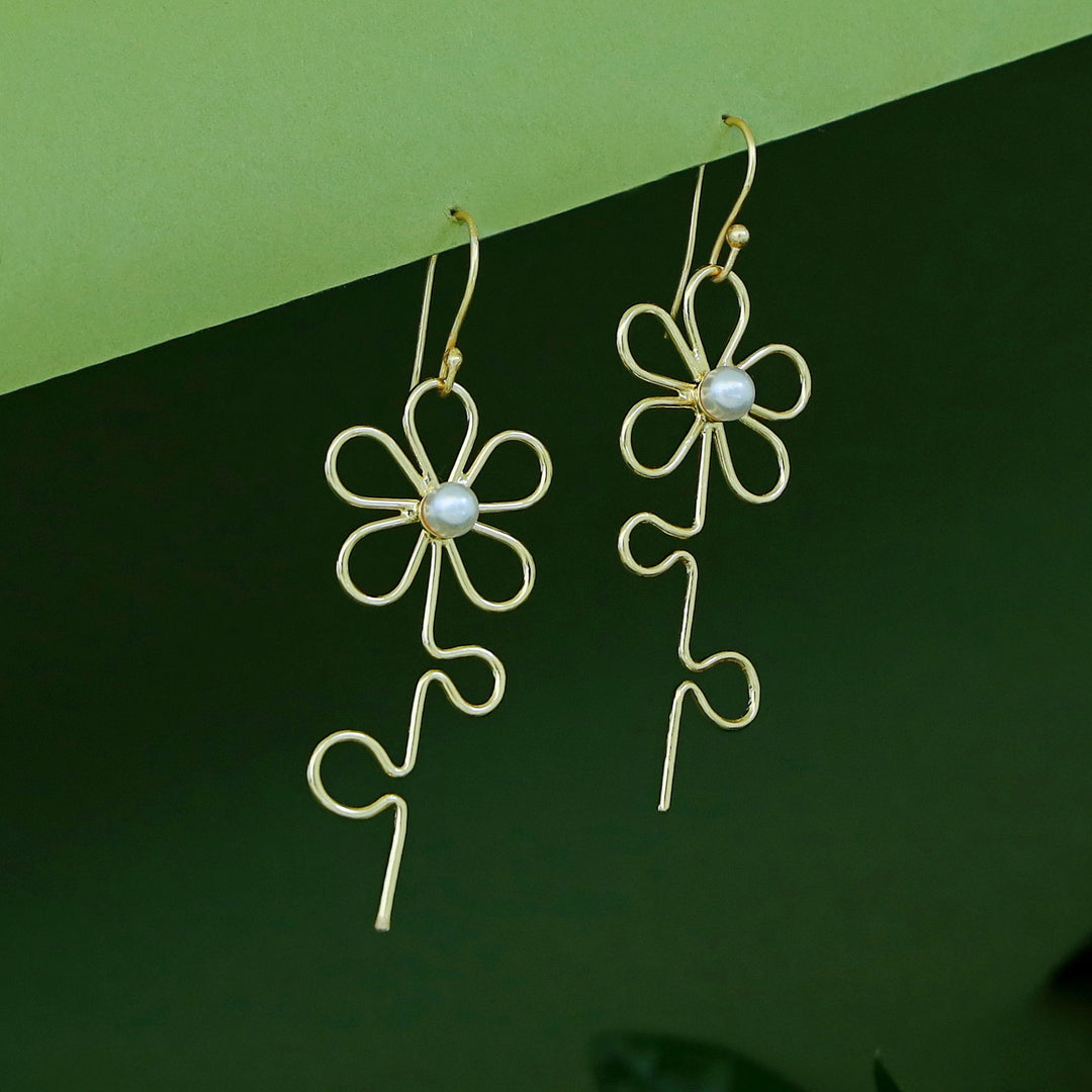Naina Golden Flower Pearl Drop