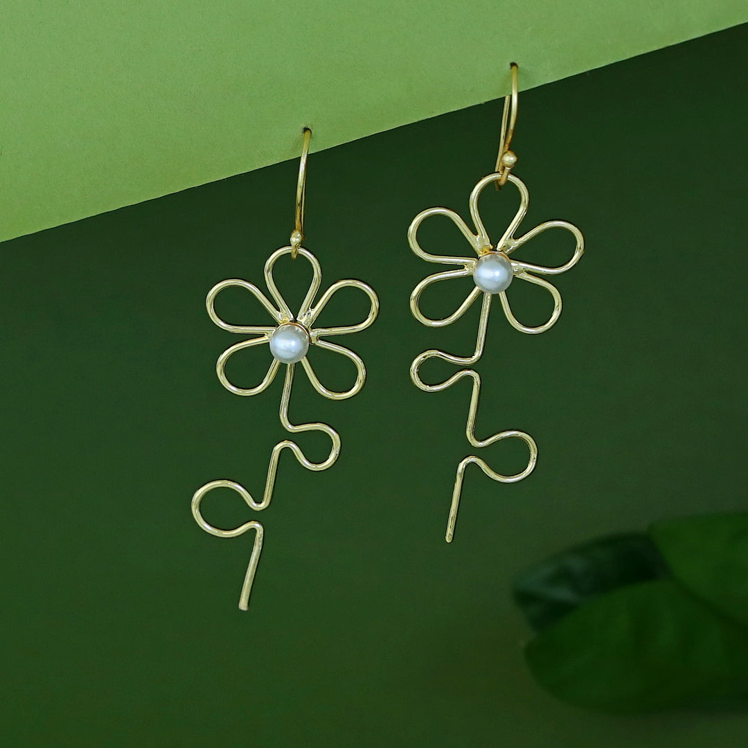 Naina Golden Flower Pearl Drop