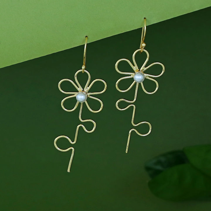 Naina Golden Flower Pearl Drop