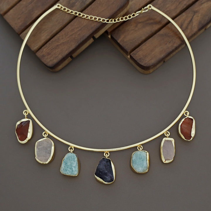 Golden 7 Raw Stone Neck Cuff