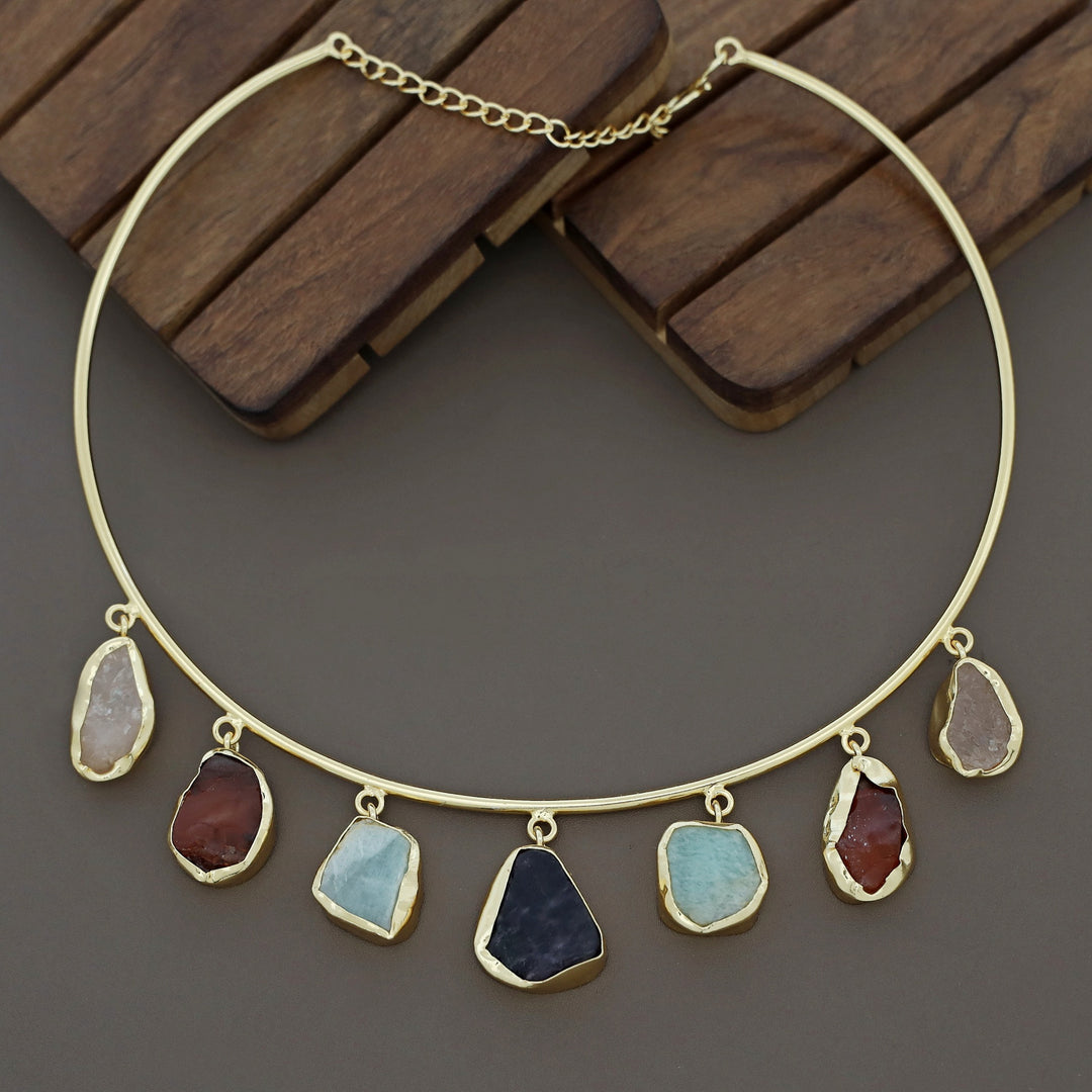 Golden 7 Raw Stone Neck Cuff