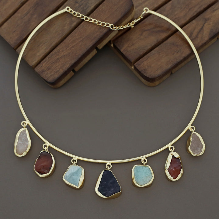 Golden 7 Raw Stone Neck Cuff