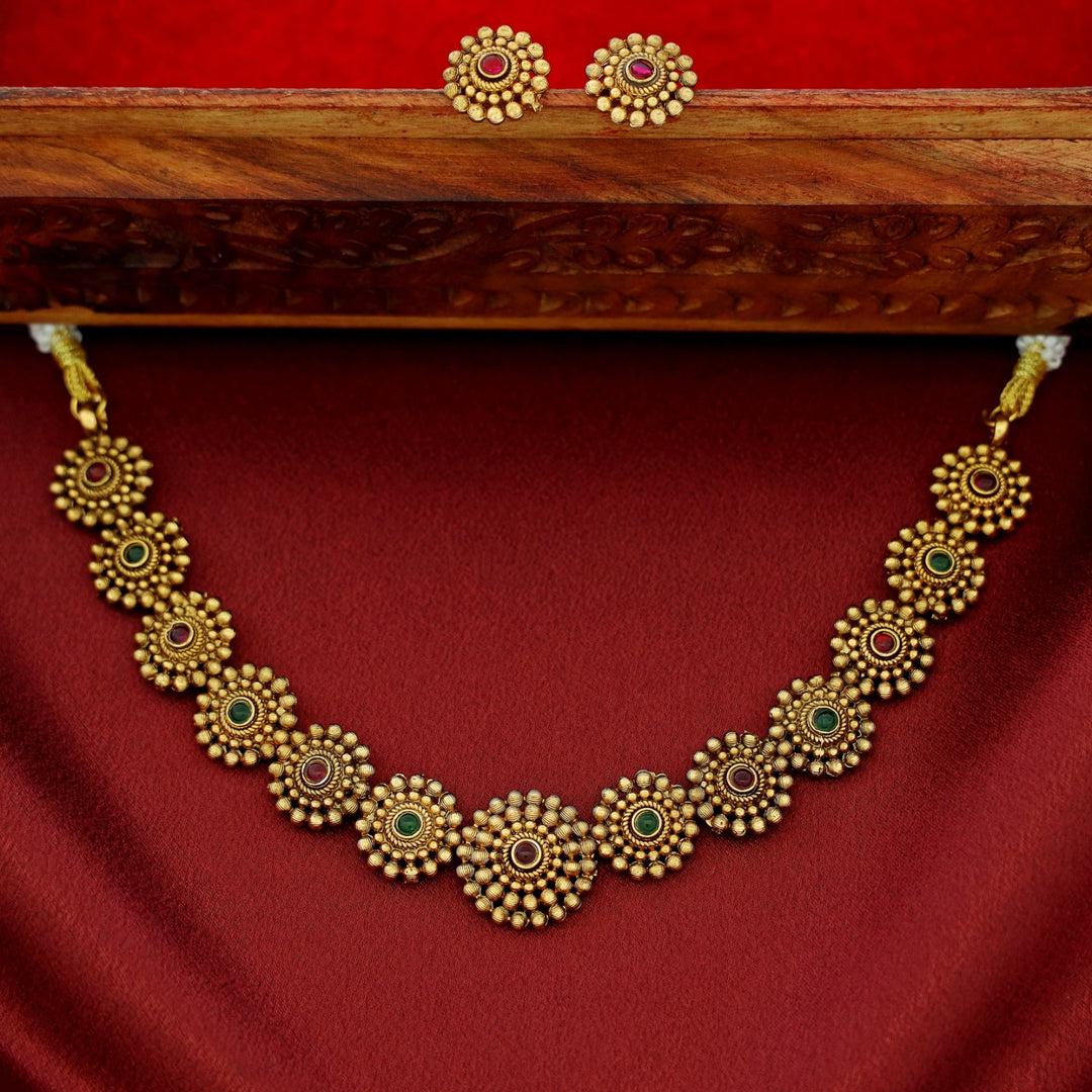 Tanvika Chakra Short Neckpiece with Earring