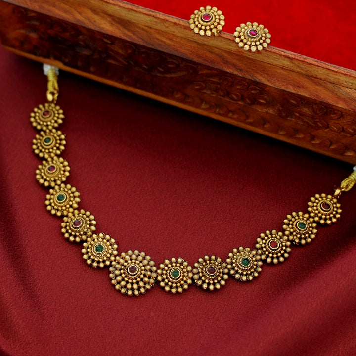 Tanvika Chakra Short Neckpiece with Earring