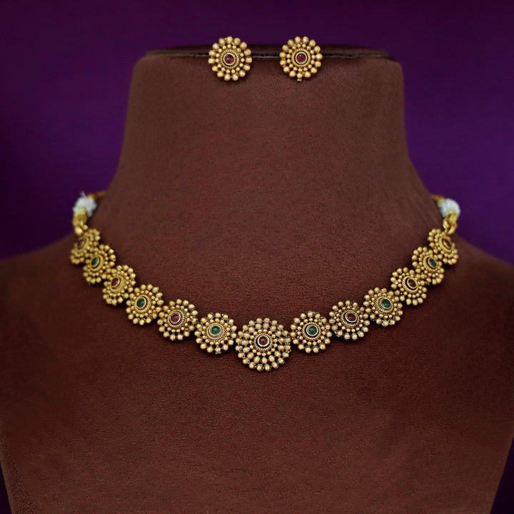 Tanvika Chakra Short Neckpiece with Earring
