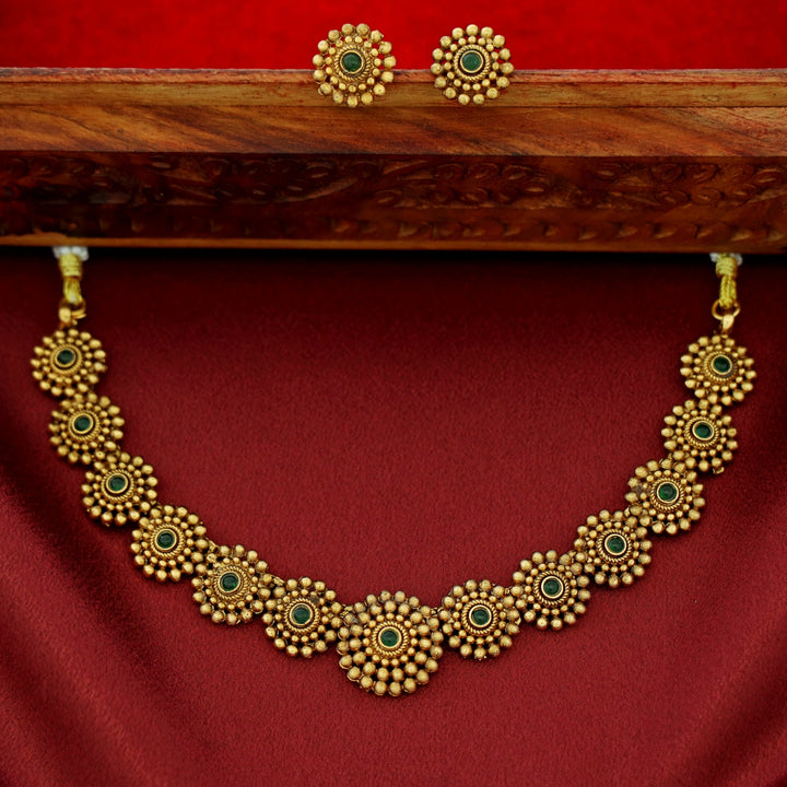 Tanvika Chakra Short Neckpiece with Earring