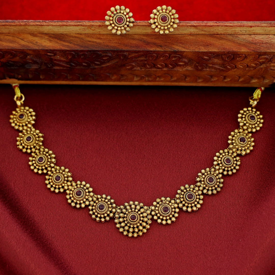 Tanvika Chakra Short Neckpiece with Earring