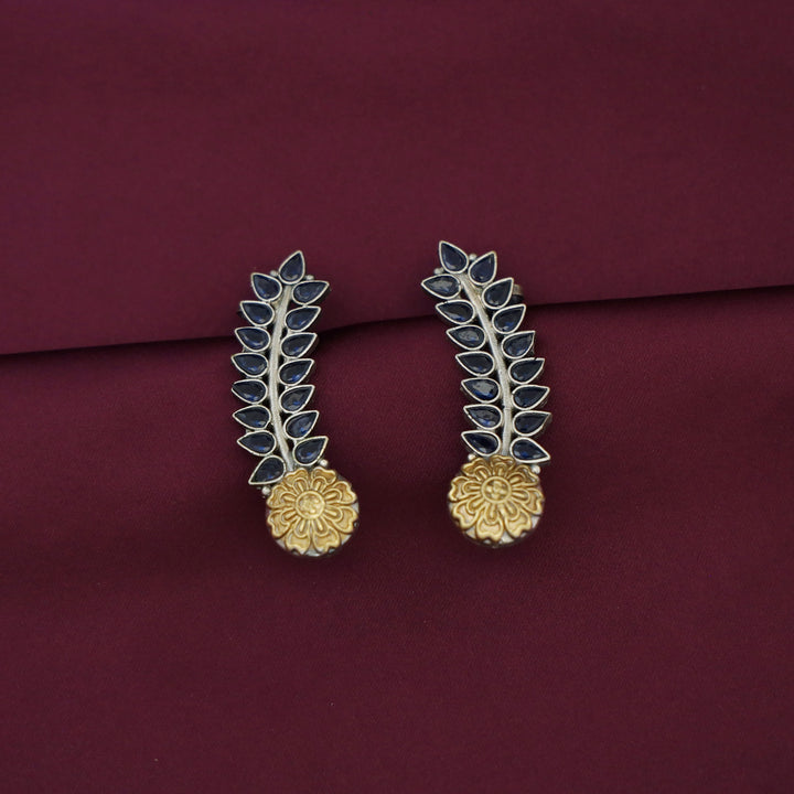 Hailey Leafy Flower Dual Tone Ear - Cuff (Set Of 2)