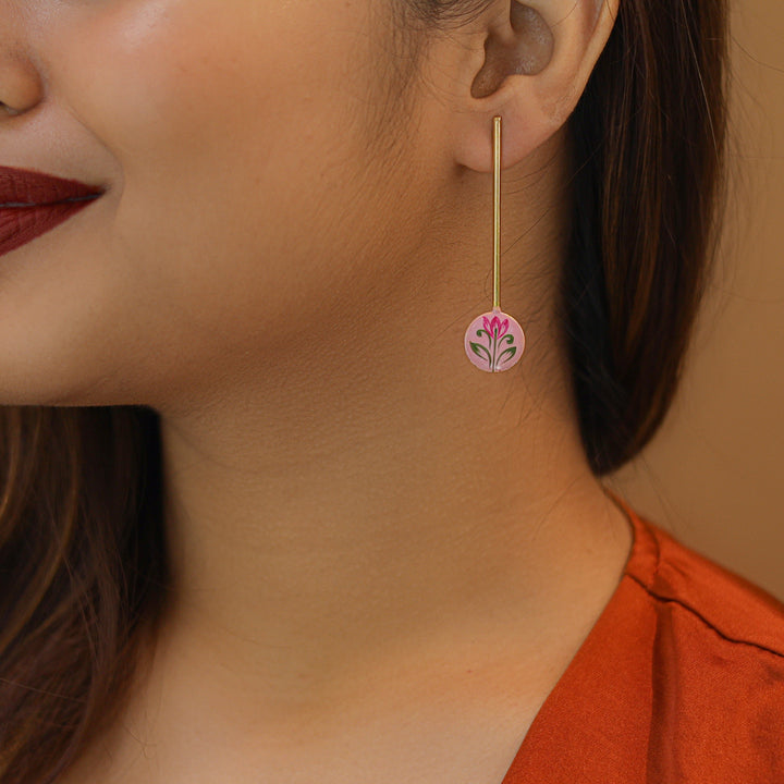 Rhylee Flower Hand Painted Stick Earring
