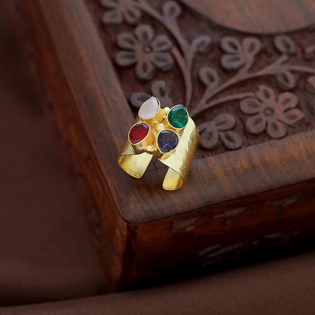 Tarana Golden Tetra Glossy Ring