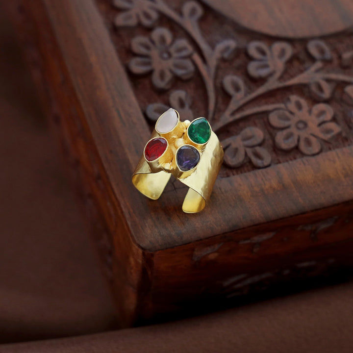 Tarana Golden Tetra Glossy Ring