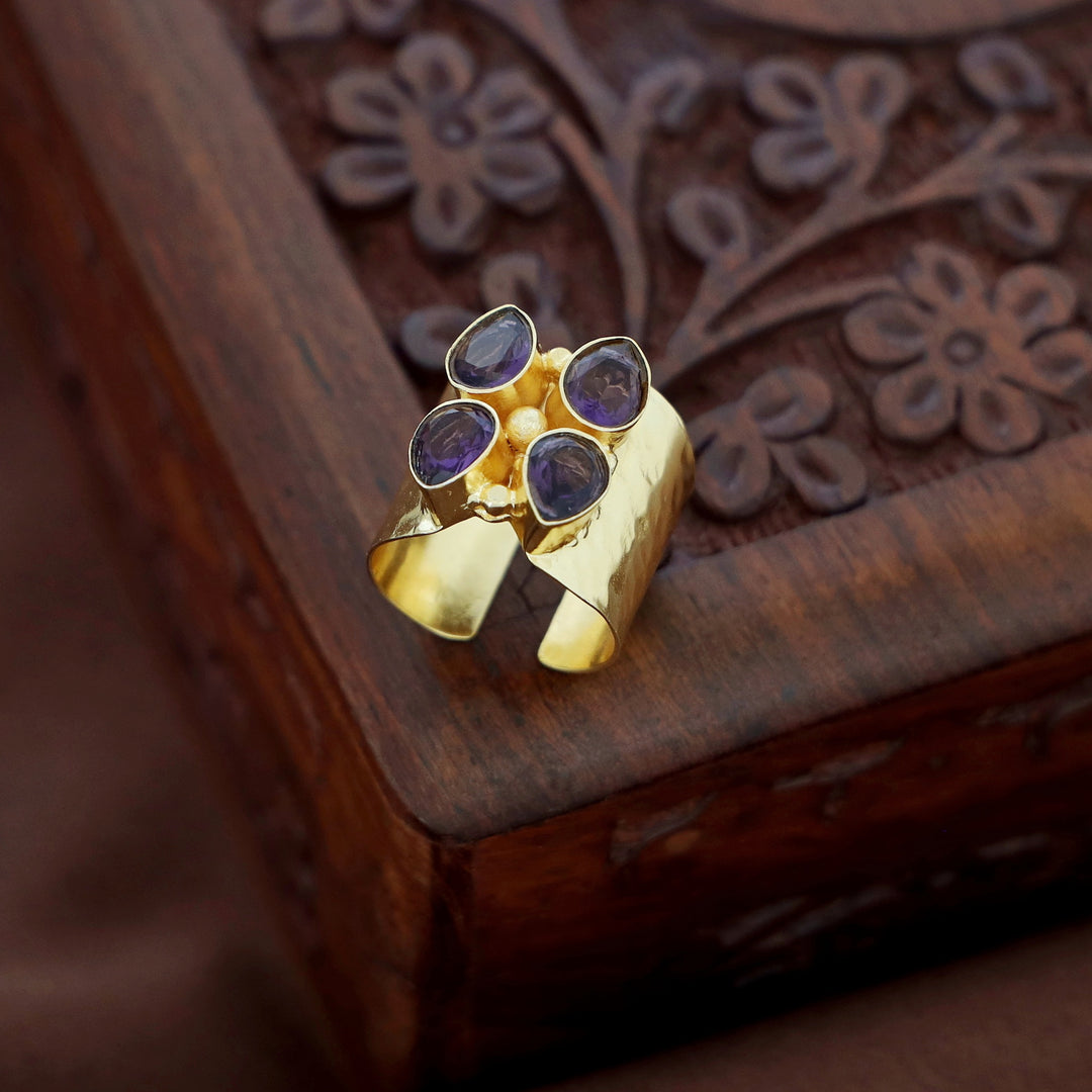 Tarana Golden Tetra Glossy Ring