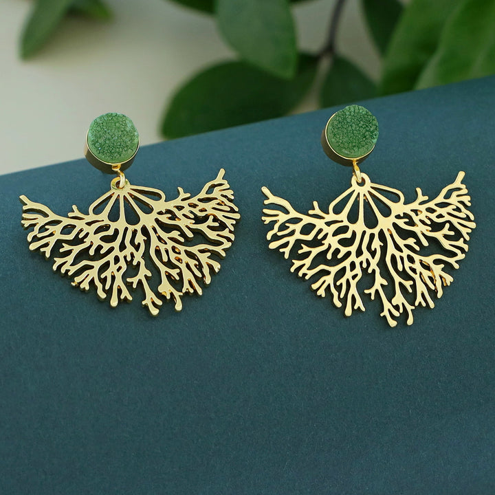 Fariha Rootsa Golden Druzy Stone Earring