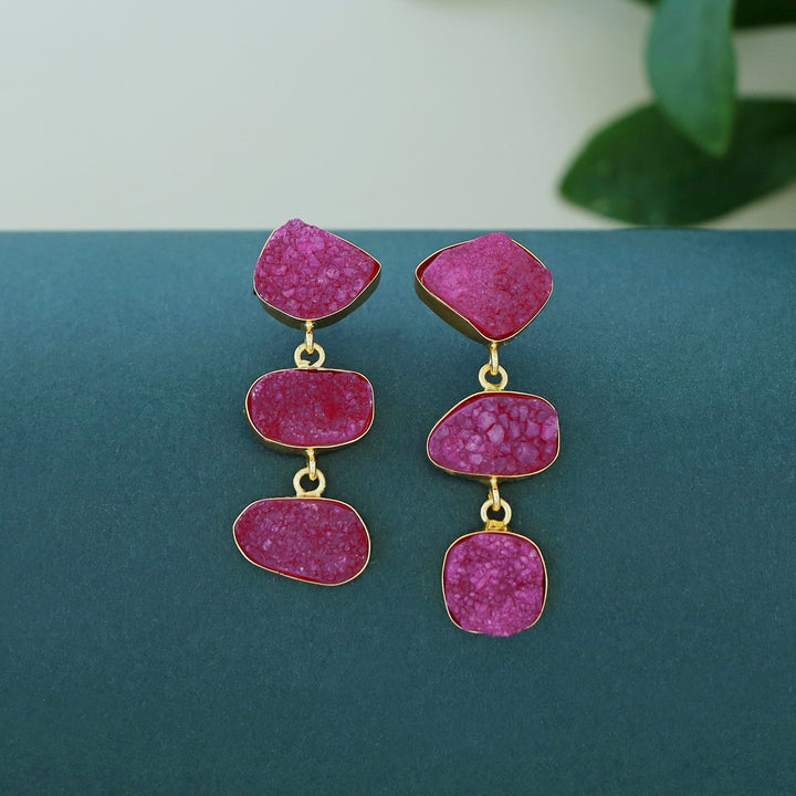 Trikaya Triple Druzy Stone Earring