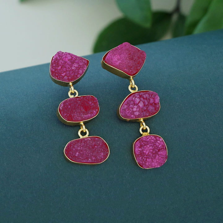 Trikaya Triple Druzy Stone Earring