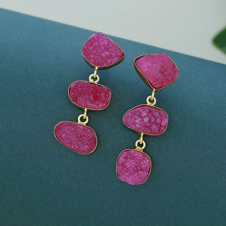Trikaya Triple Druzy Stone Earring