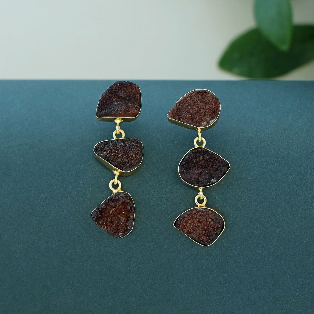 Trikaya Triple Druzy Stone Earring
